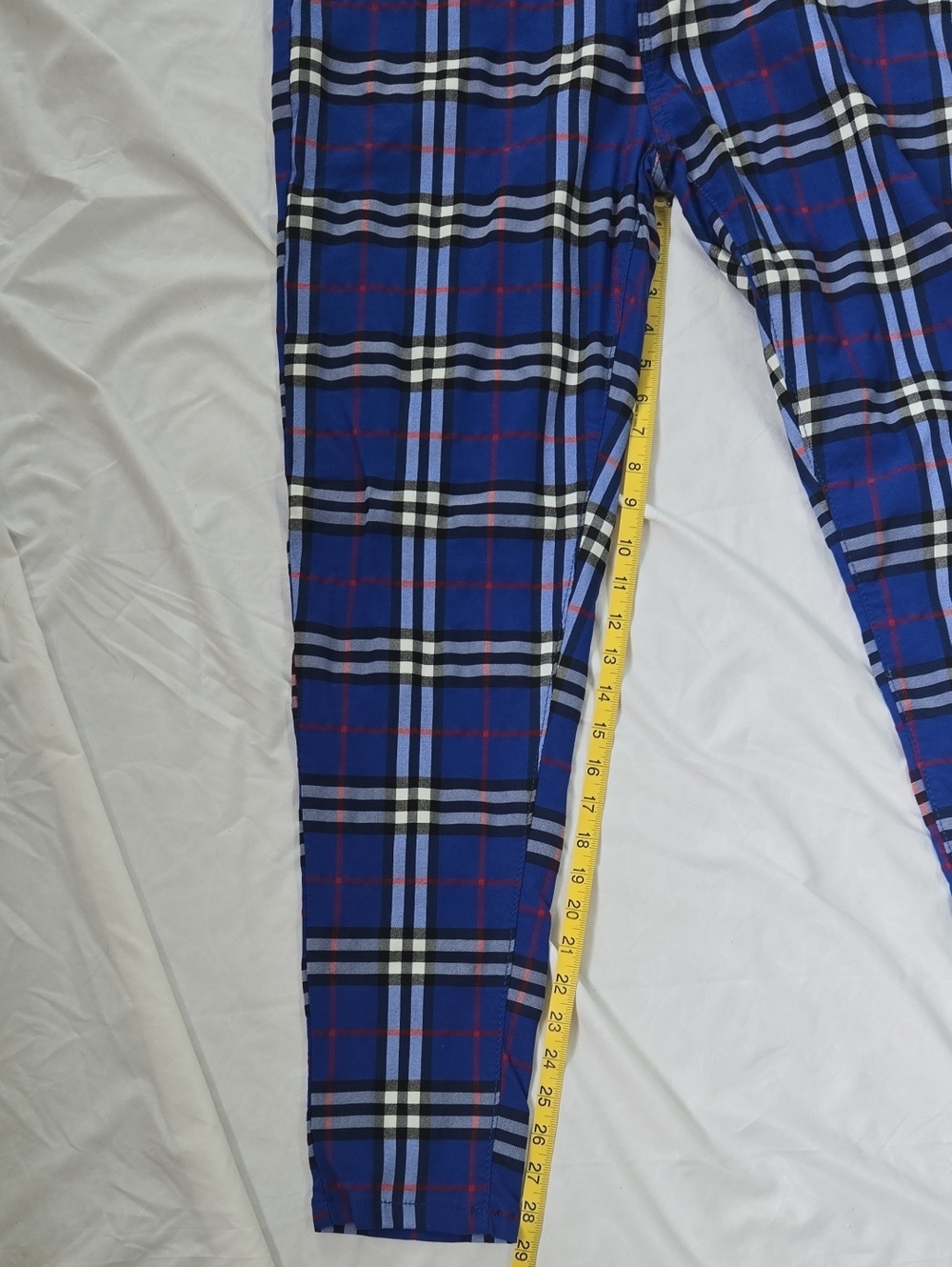 Men's Blue Checkered Pants, BURBERRY Style Pattern, Casual And Chic. - Picture 3 of 10